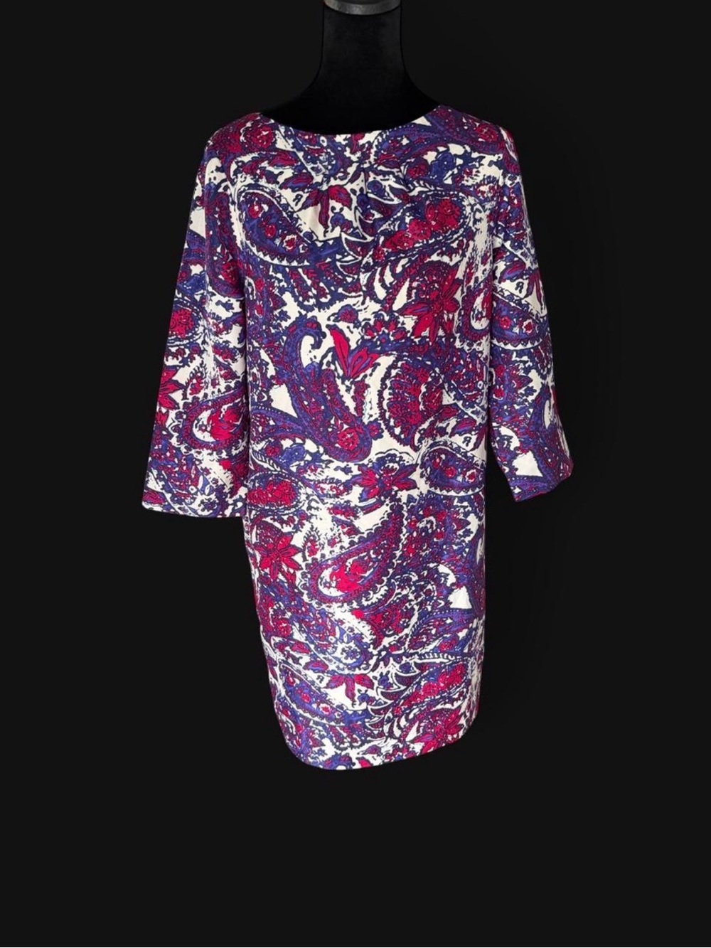 The Limited Paisley Shift Dress Small Blue Pink Bell Sleeve - Picture 2 of 5